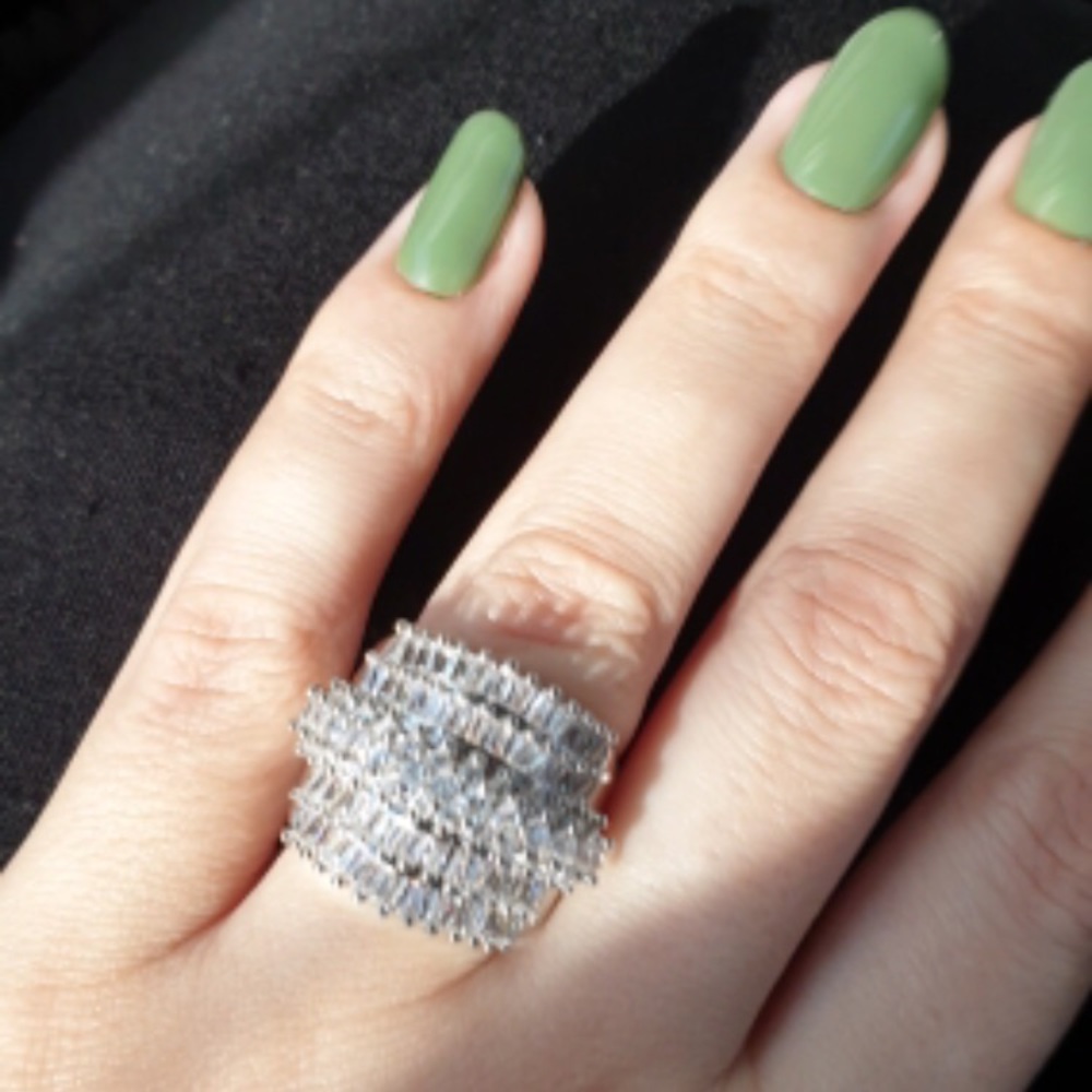 CZ Large Silver Plated Ring